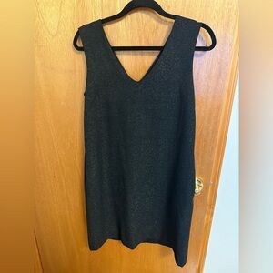 Chic Black Gold Glitter V Neck Dress